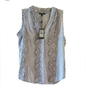Adrianna Papell Snakeskin Sleeveless V-Neck Blouse - Size L